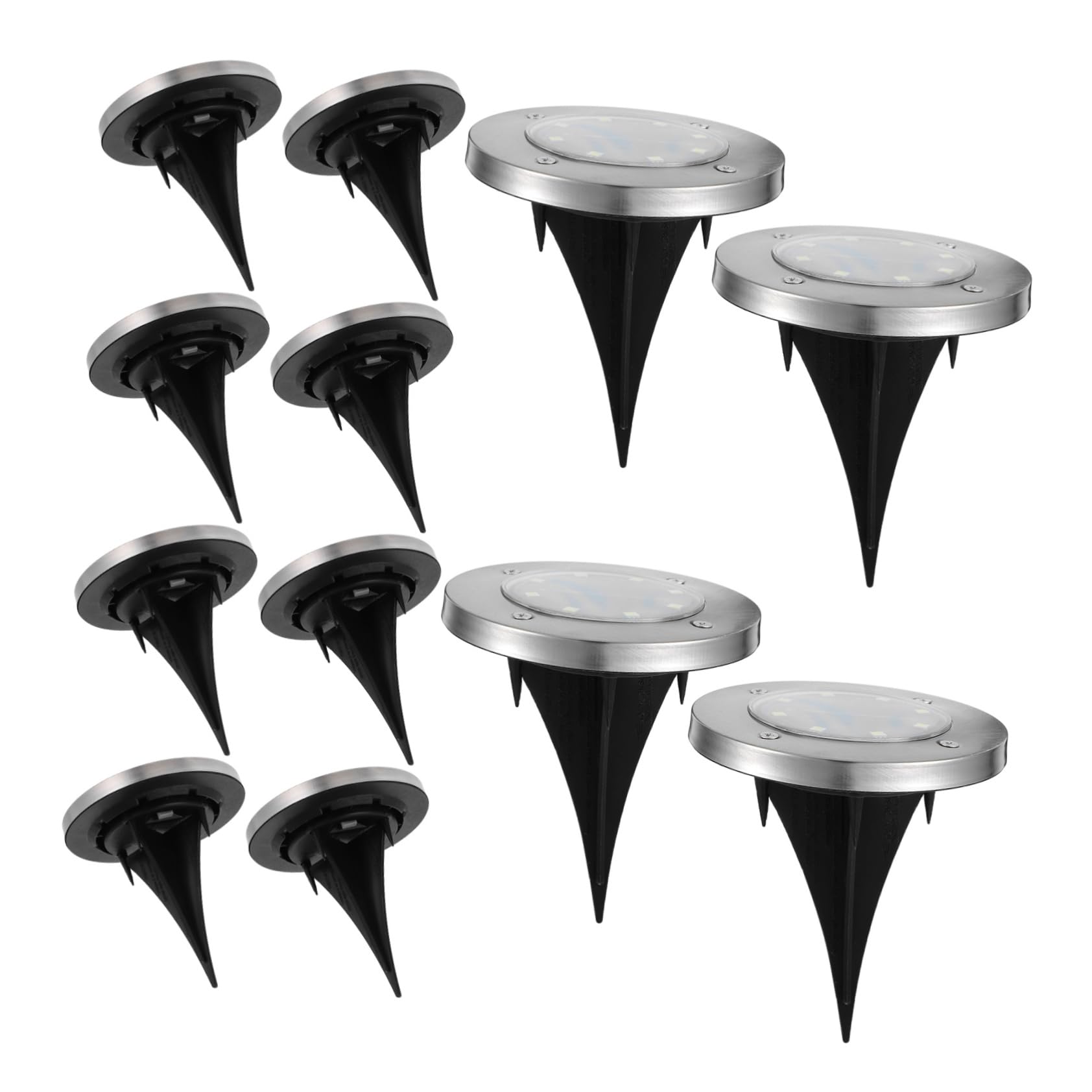 SUPVOX 12pcs Solar Lawn Lamps Outdoor Solar Lights for Garden Pathway Yard Patio Stainless Steel Solar Powered Ground Lights Easy Installation