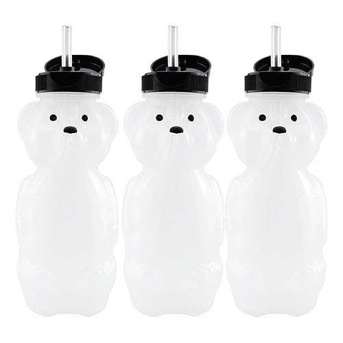 Honey Bear - Vasos de paja (paquete de 3) botellas de terapia de 8 onzas con popotes flexibles