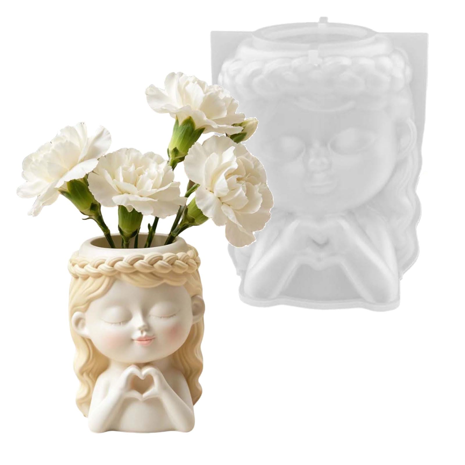 Oxxggkao Girl Figure Silicone Vase Molds for Resin Casting Storage Container Decorative Flowerpots Gypsum Decoration Elastomer Cast for Jar