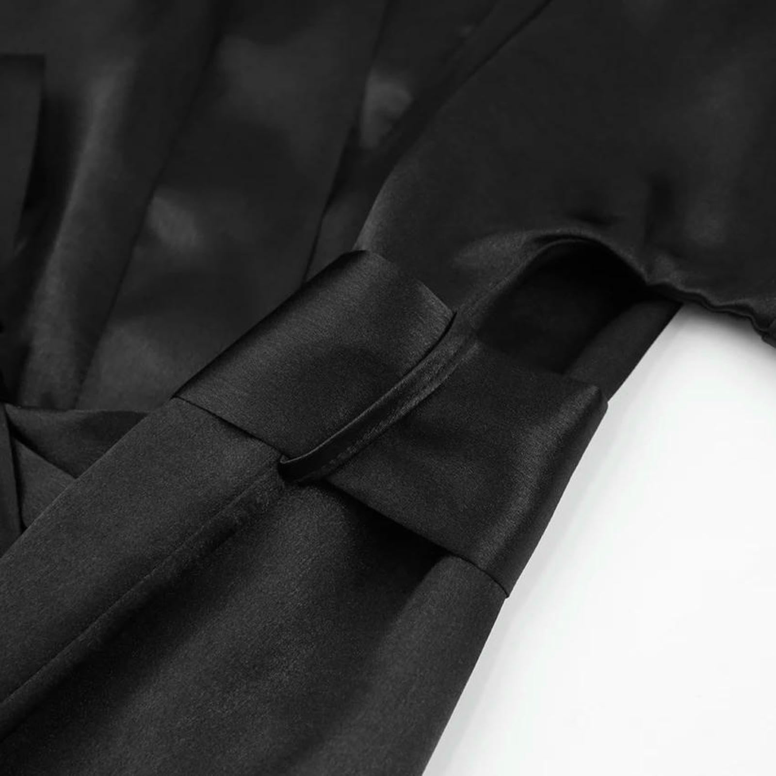 Accappatoio Donna Abito Bordeaux Sexy Sposa Kimono Tossico di Raso da Matrimonio dello Sposo Sposa-Bridesmaid_a-m