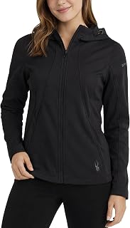 Spyder Women's Softshell Jacket: Wind & Water Resistant, Grid Fleece Lined Hooded Jacket for Hiking & Outdoors