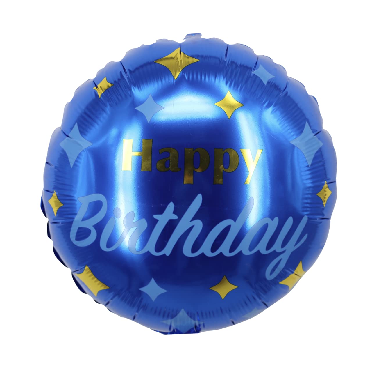 Blue Stars Happy Birthday Round Foil Balloon, 33cm Helium or Air Party Decoration, Birthday, Celebration (5 Pack)