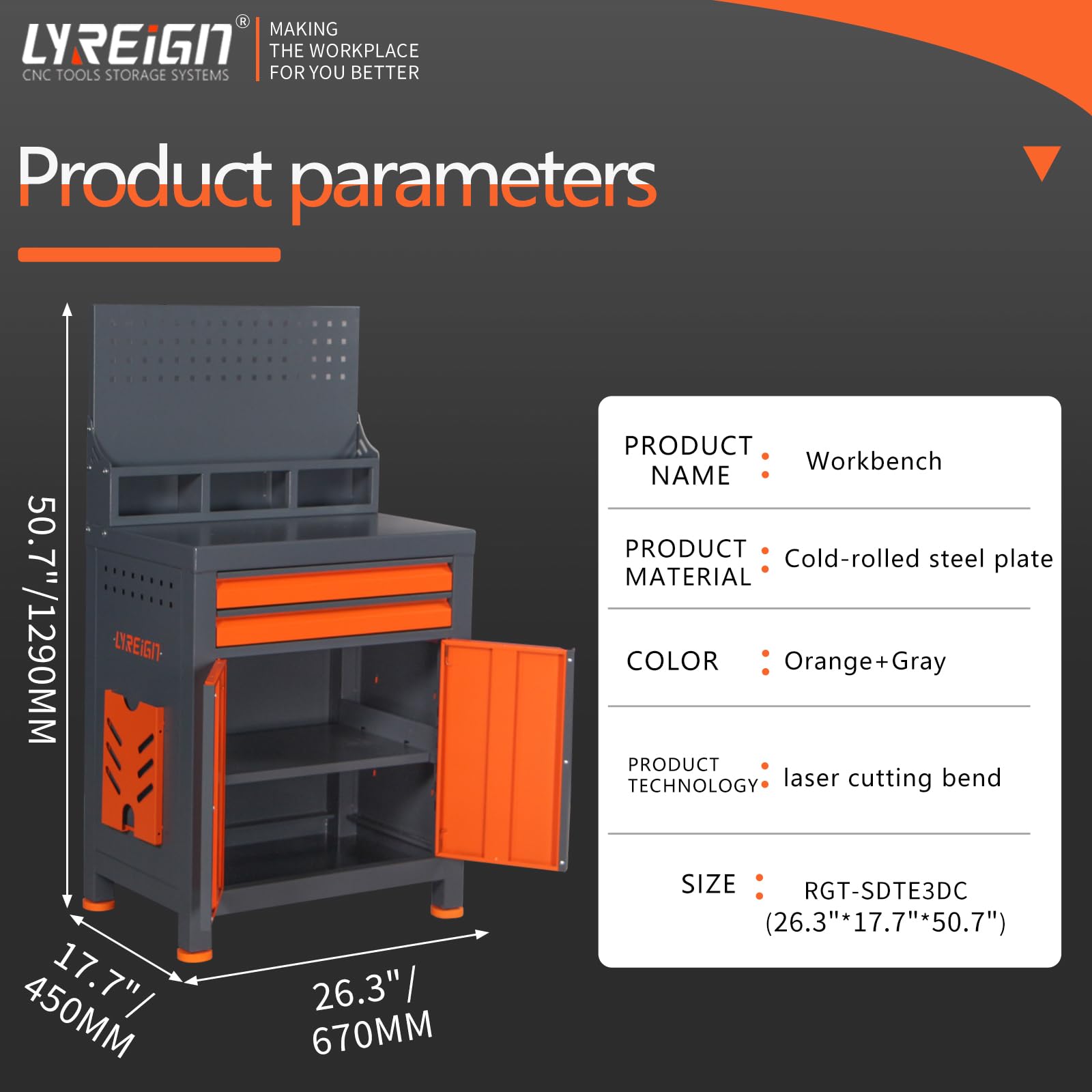 LYREIGN CNC Tool Machines Organizer Holder Workbench with Door, Cutting Tool Organizers Provide Storage Station, CNC Mechanics Tool Cart for Warehouses Machining Centers
