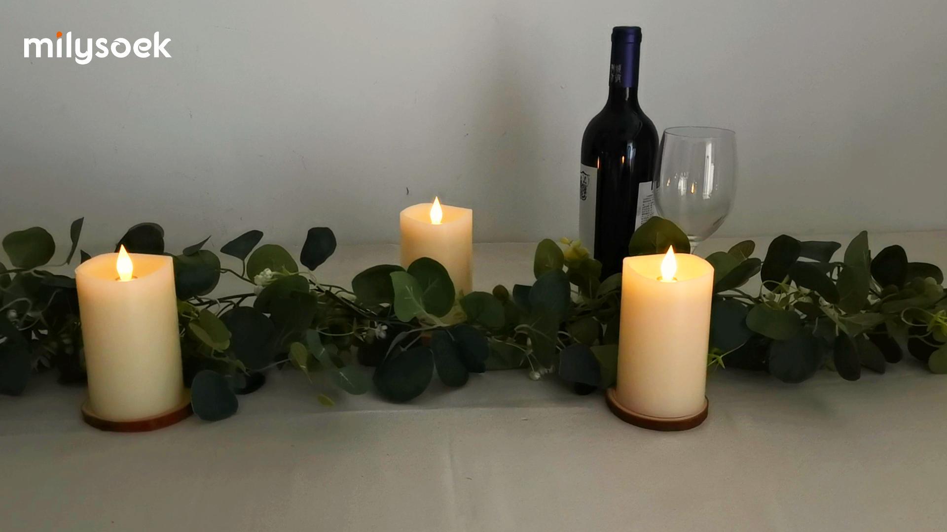 Image of 2PCS, 3 x 5 inches Flameless Candle with Remote Control, 3D Flickering Wick, Real Wax,with Timer,Battery Operated Candles,for Holiday Home Decor,Ivory
