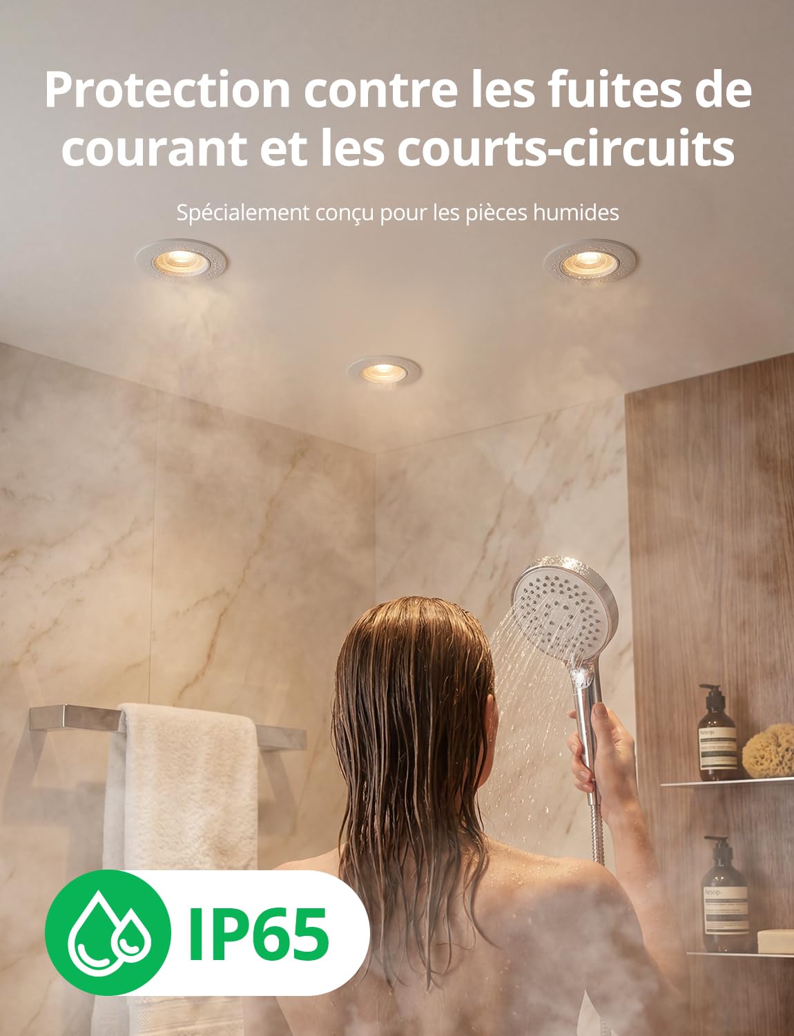 Bojim Spot LED Encastrable IP65 7W 700 lumens Trou 68-80mm pour Plafond Salle de Bain Lot de 20