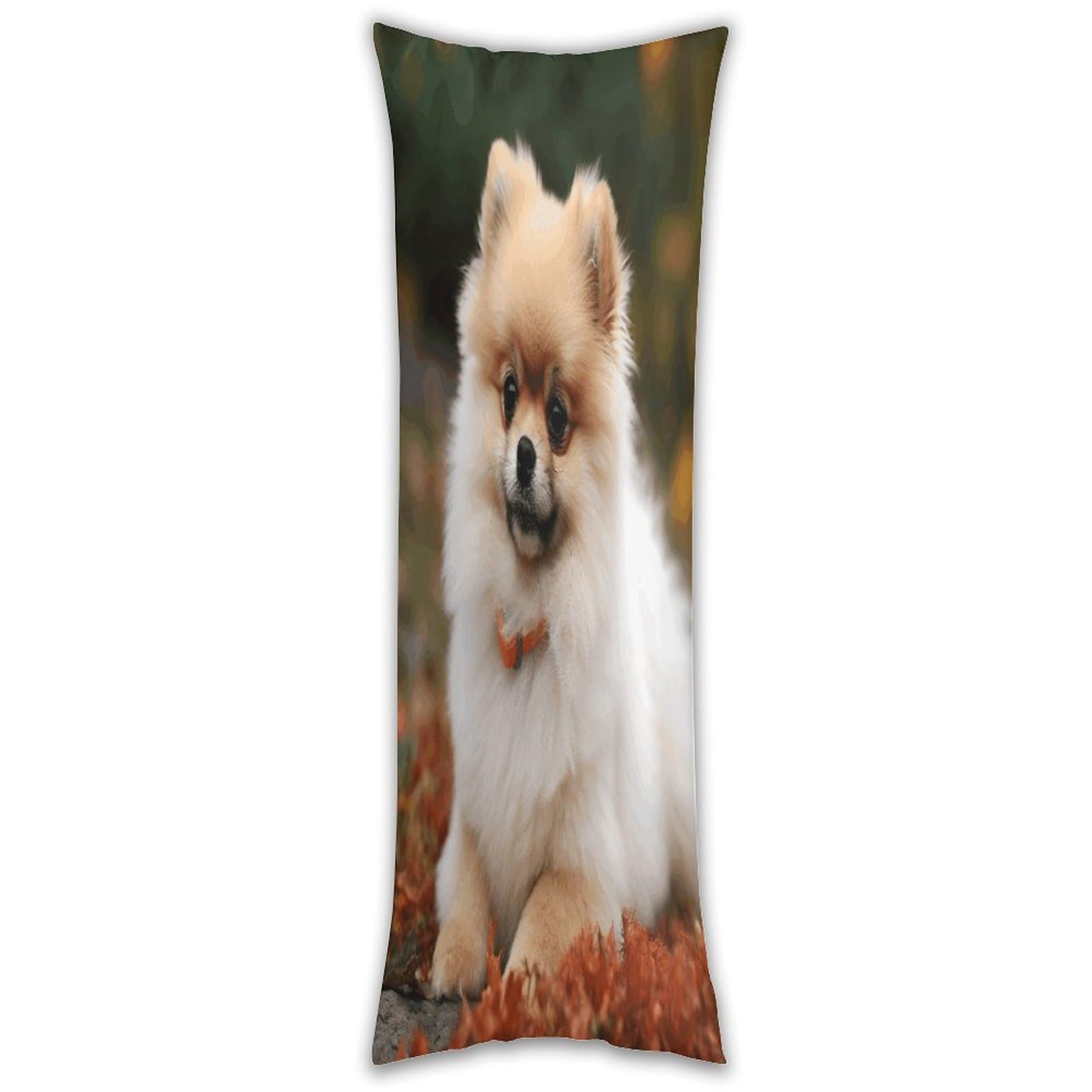 Short Haired Pomeranian Dog Pillow Cases Breathable Vertical Long Pillowcase Body Pillowcase with Hidden Zipper Closure Soft and Cozy Pillow Cover 20x54 Inches for Bedroom Couch