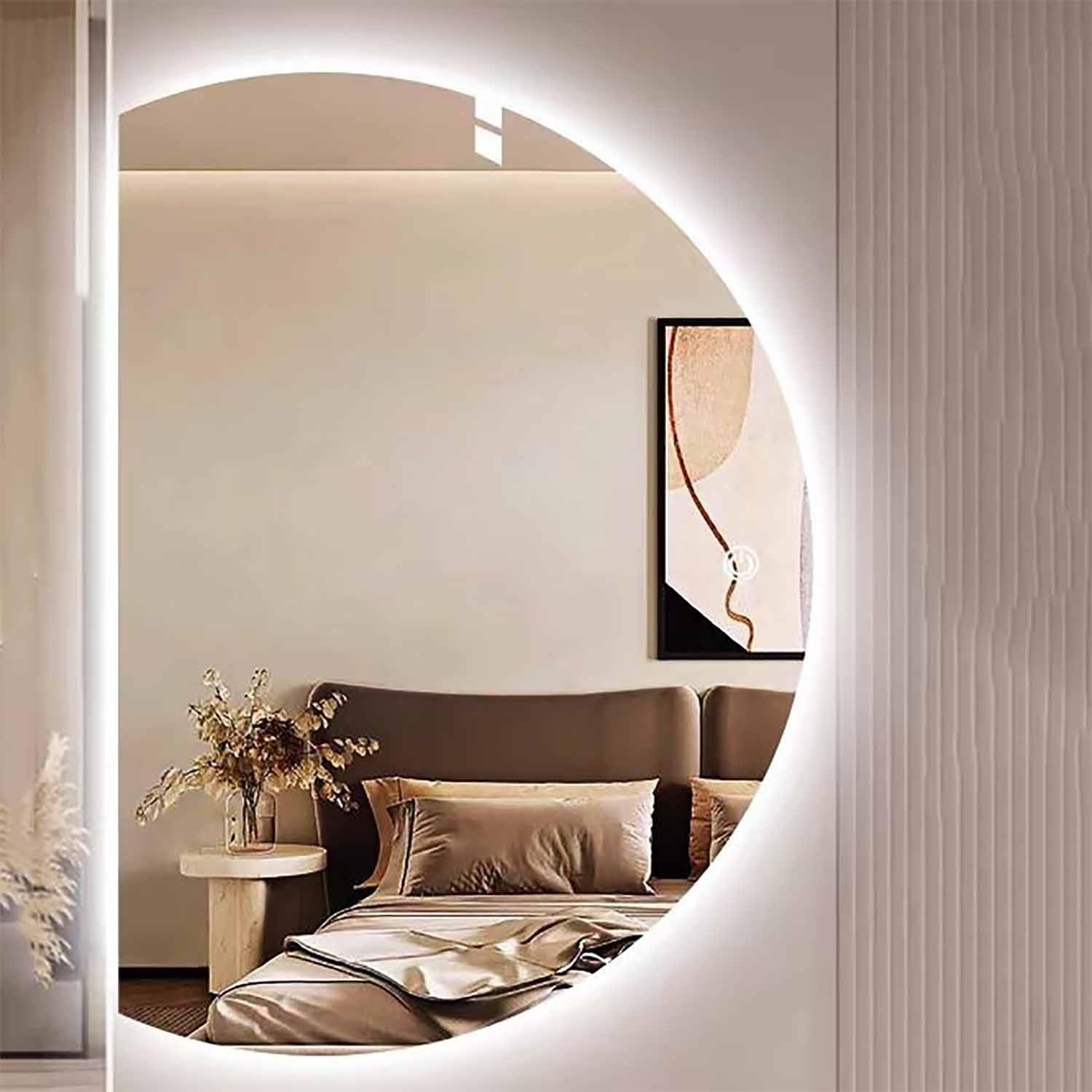 Miroir rétroéclairé LED demi-cercle sans cadre haut de gamme