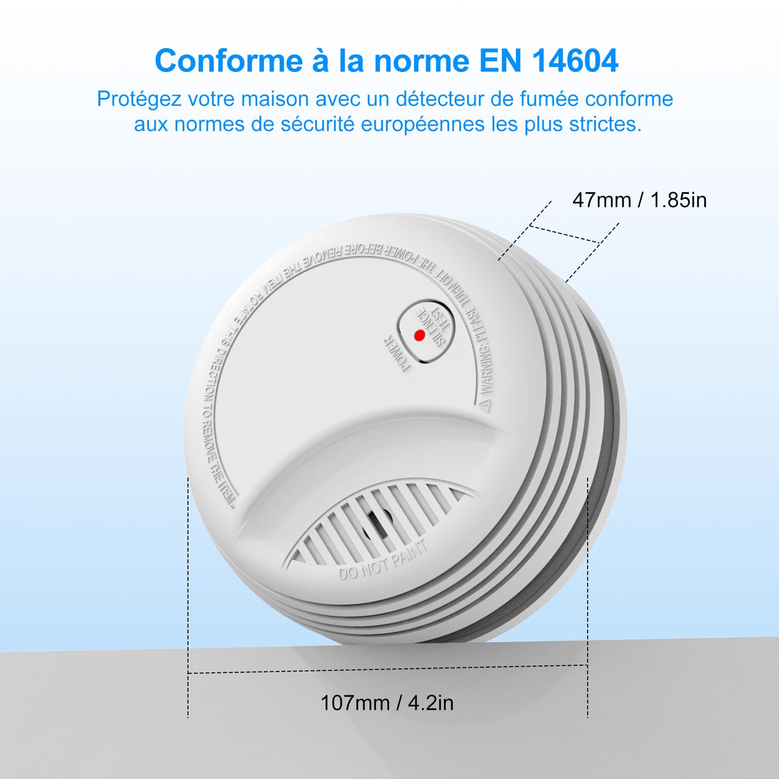 XUK Lot de 2 Detecteur de Fumée – Alarme Incendie avec Pile 9V Remplaçable, Avertissement Batterie Faible, 85 DB, sans Fausses Alertes, Bouton Test et Silence, EN14604, 10 Ans (2 pièces)