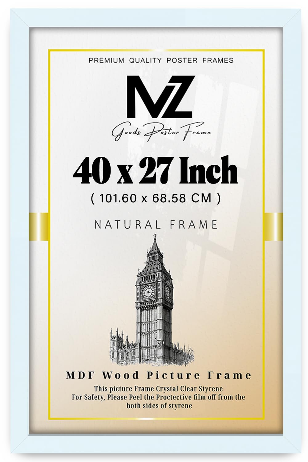 MZ GOODS | Flat Poster Frame (101.60 x 68.58 CM) - 27 x 40 Inch Decorative Frame for Posters, Prints, Artwork 3' 4" x 2' 3" [ White ]