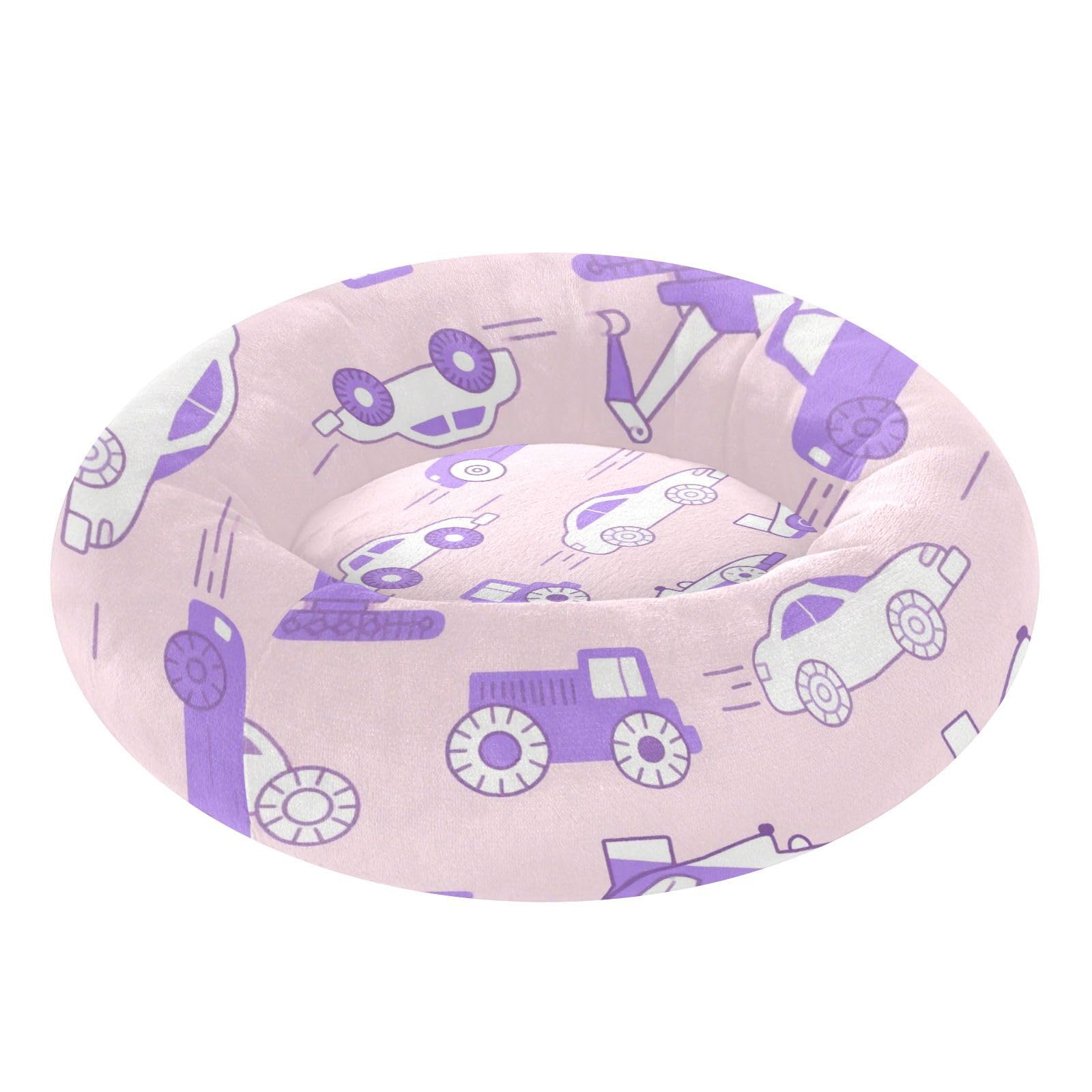 Lit pour chat et chien motif voiture rose et violet taille S apaisant