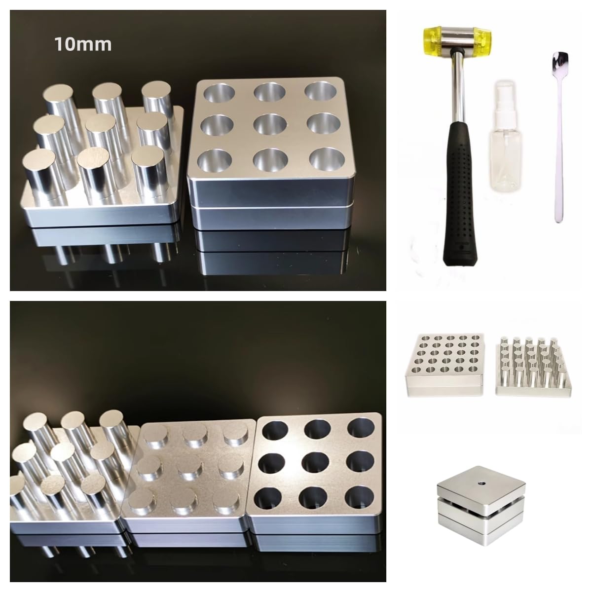 Piccola pressa per compresse di polvere in alluminio stampi per polvere di latte (9 fori)