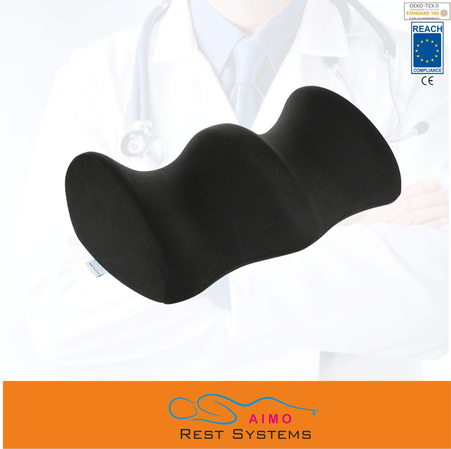 AIMO cojin piernas KP004 Ideal para elevacion de piernas con Problemas de circulación o piernas cansadas, certificados CE y Reach, desenfundable, Lavable, Funda de Algodon Natural en Color Negro.