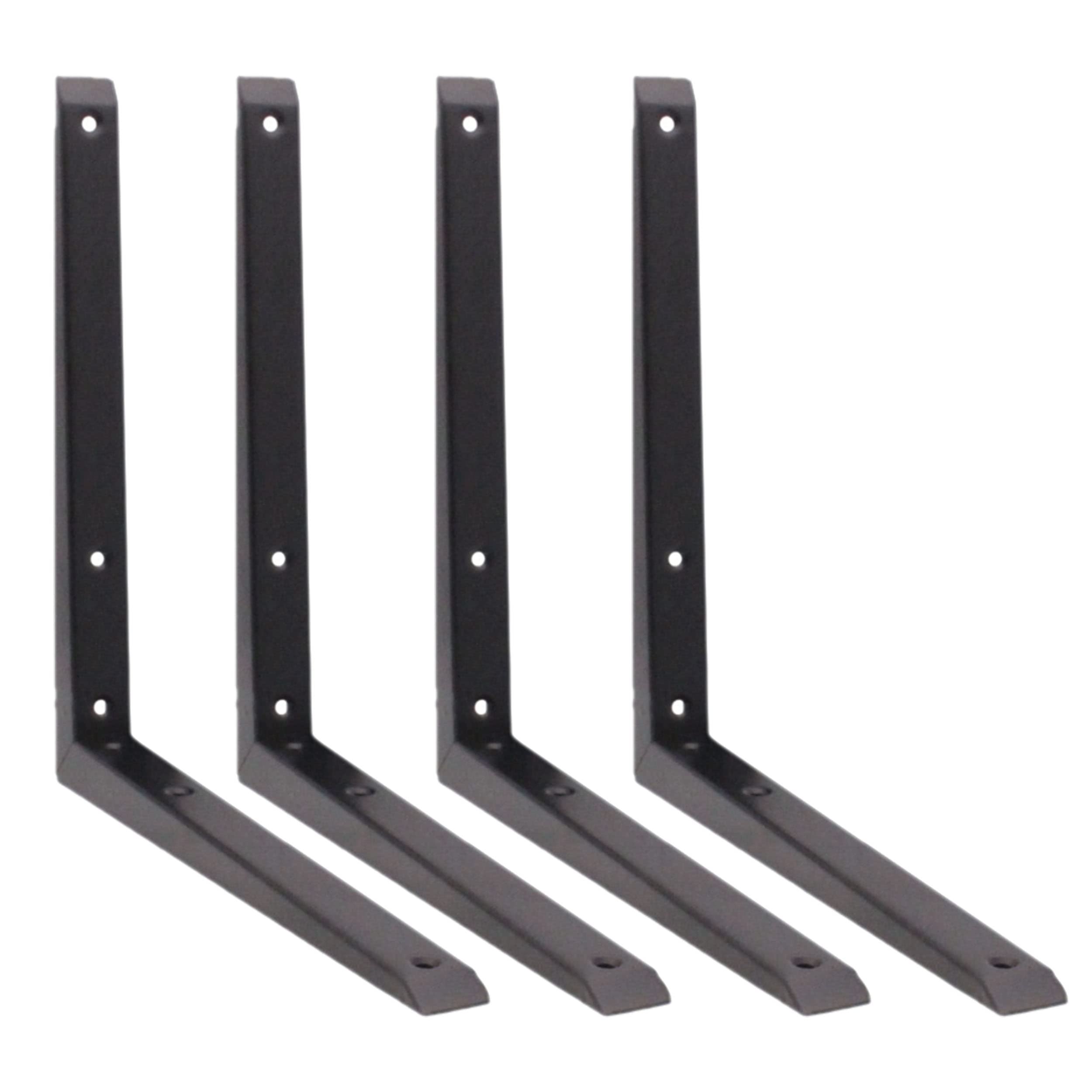 Strong Shelf Bracket Mitre Reinforced Pattern 300 x 300mm Black | Pack of 4 | EAI Brand