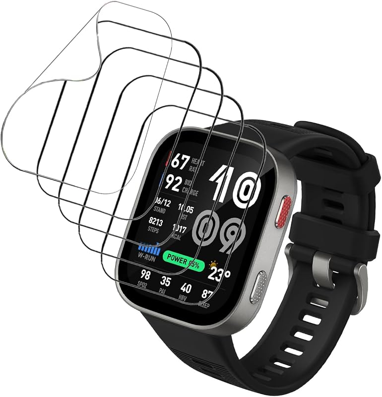 [5 Pack for Amazfit Bip Max 2.07" Smartwatch Screen Protector | HD Clear Anti Scratch Bubble Free Soft TPU Screen Protector Film Compatible with Amazfit Bip Max 50mm Smartwatch 2.07"