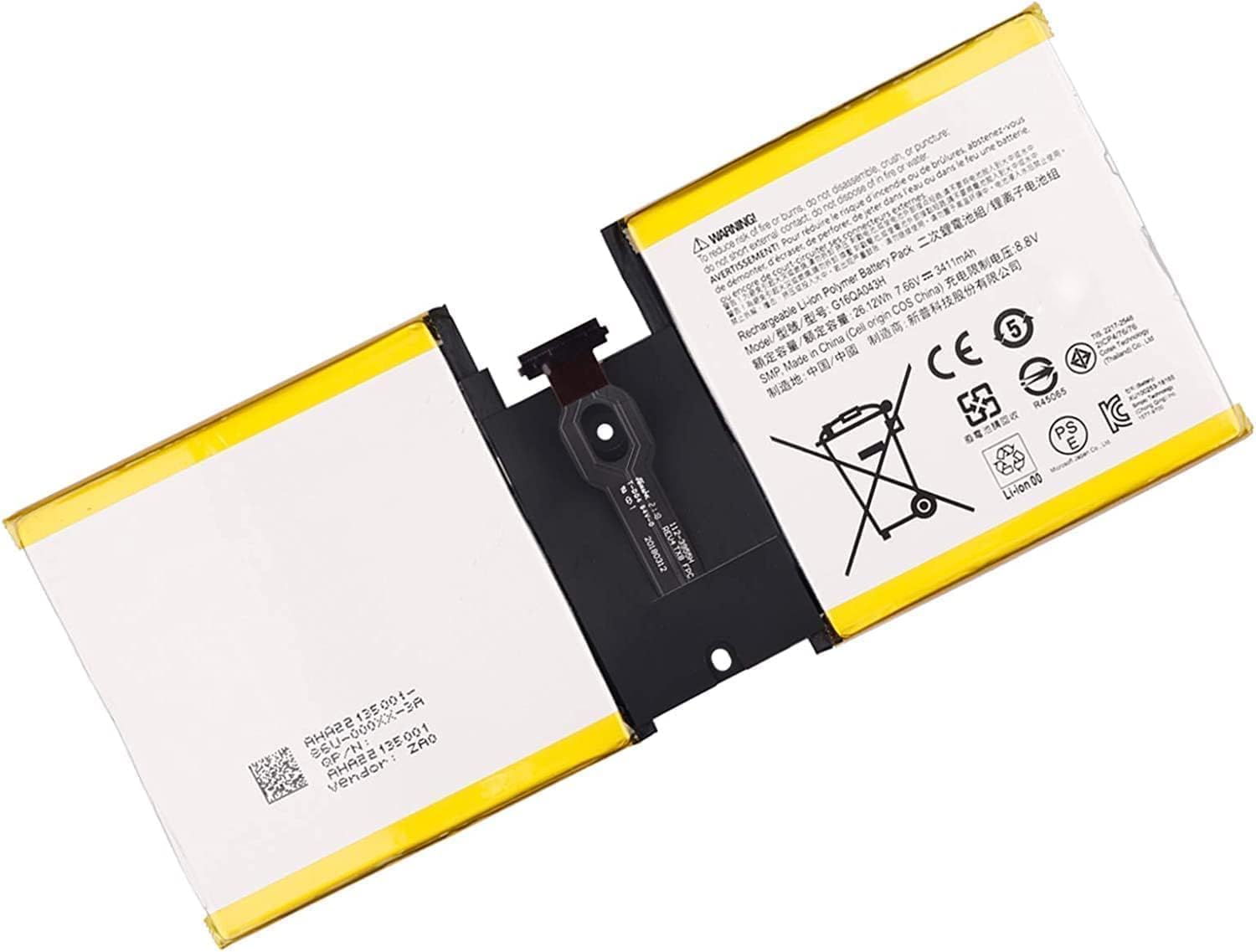 G16QA043H Laptop Battery Compatible with Microsoft Surface Go 1824 Tablet(7.66V 26.12Wh)