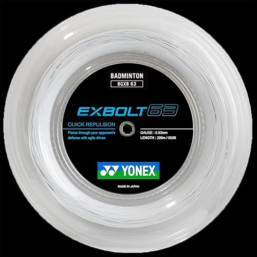 YONEX BG Exbolt 63 - Carrete de cuerda de bádminton (blanco)