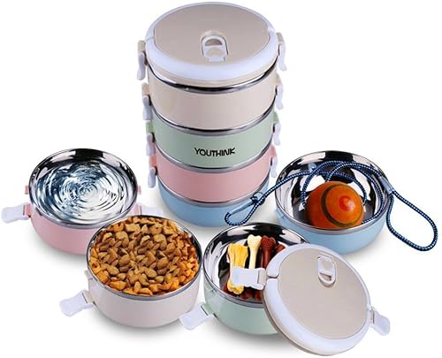 Cuenco portátil de viaje para perros y gatos a prueba de derrames, de acero inoxidable 304, múltiples capas, contenedor de almacenamiento de