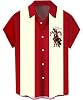 Mens Funny Christmas Shirts Short Sleeve Button Up Vacation Bowling Shirt S-6XL