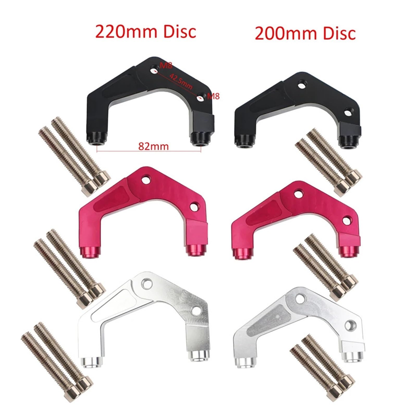 Adattatore da 82 mm for pinza freno, supporto for pinza radiale for moto, for scooter Rsz Jog Force Rpm Adelin Adl01(Black 220mm bolts)