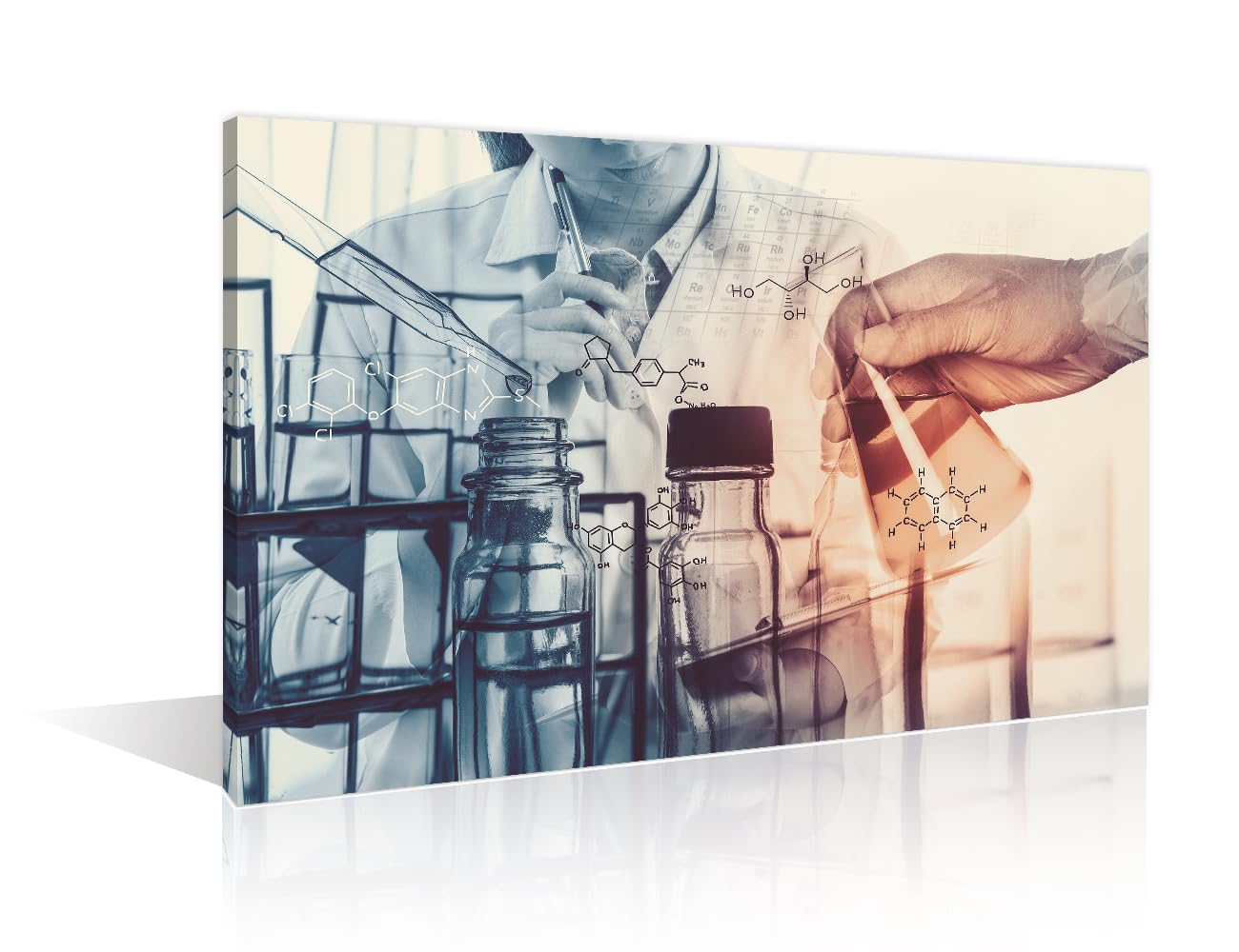 Laboratory Wall Art Bedroom 1 Panels Chemical Equations and Periodic Table Background Posters &amp; Prints Paintings for Wall Decorations Giclee Print Gallery Packaging Artwork Ready to Hang (16" Wx24 H)