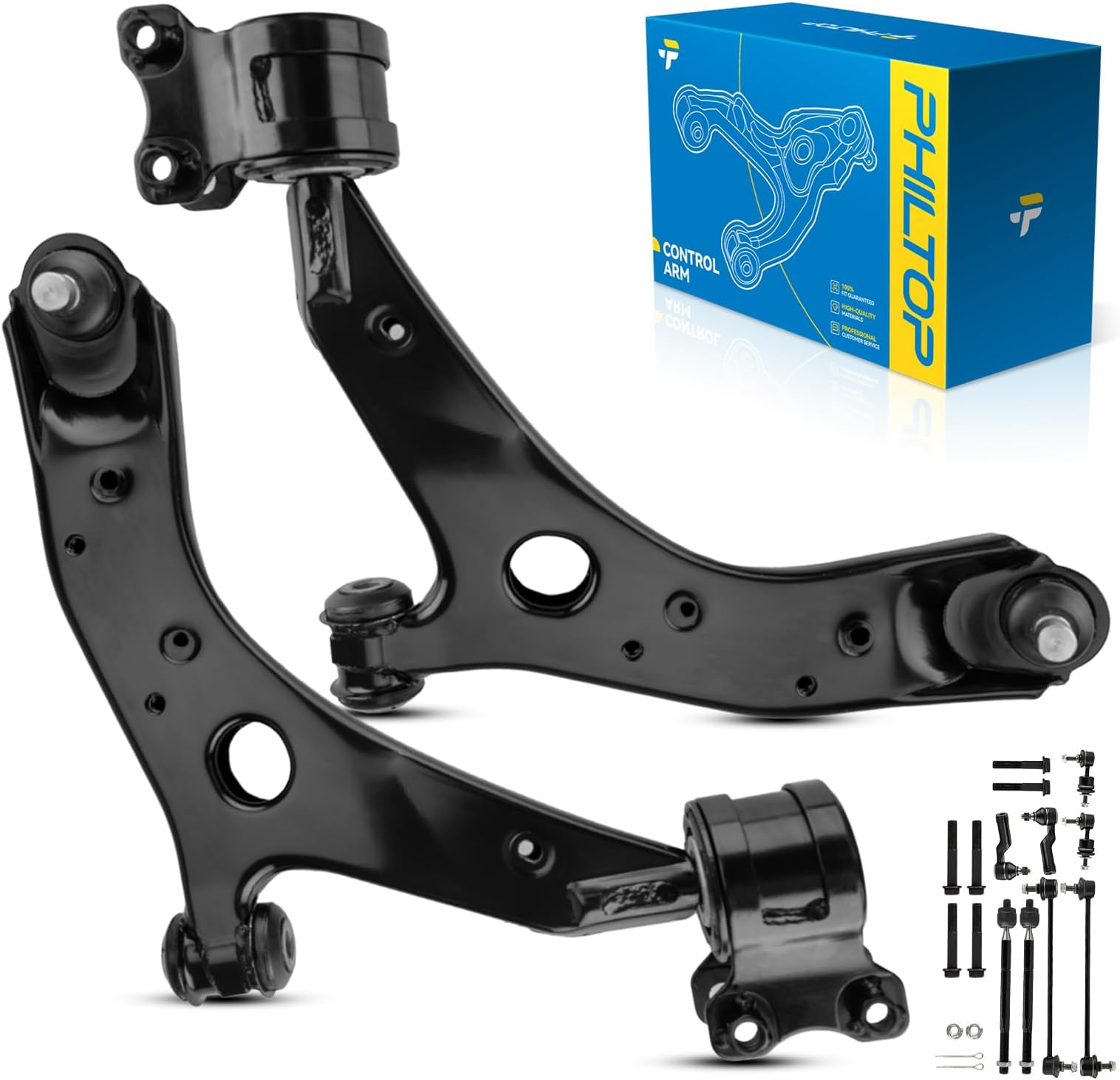 6-Piece Front Suspension Kit For 2008-2009 Saturn Vue - Control Arms, Tie Rods, Sway Bar Links