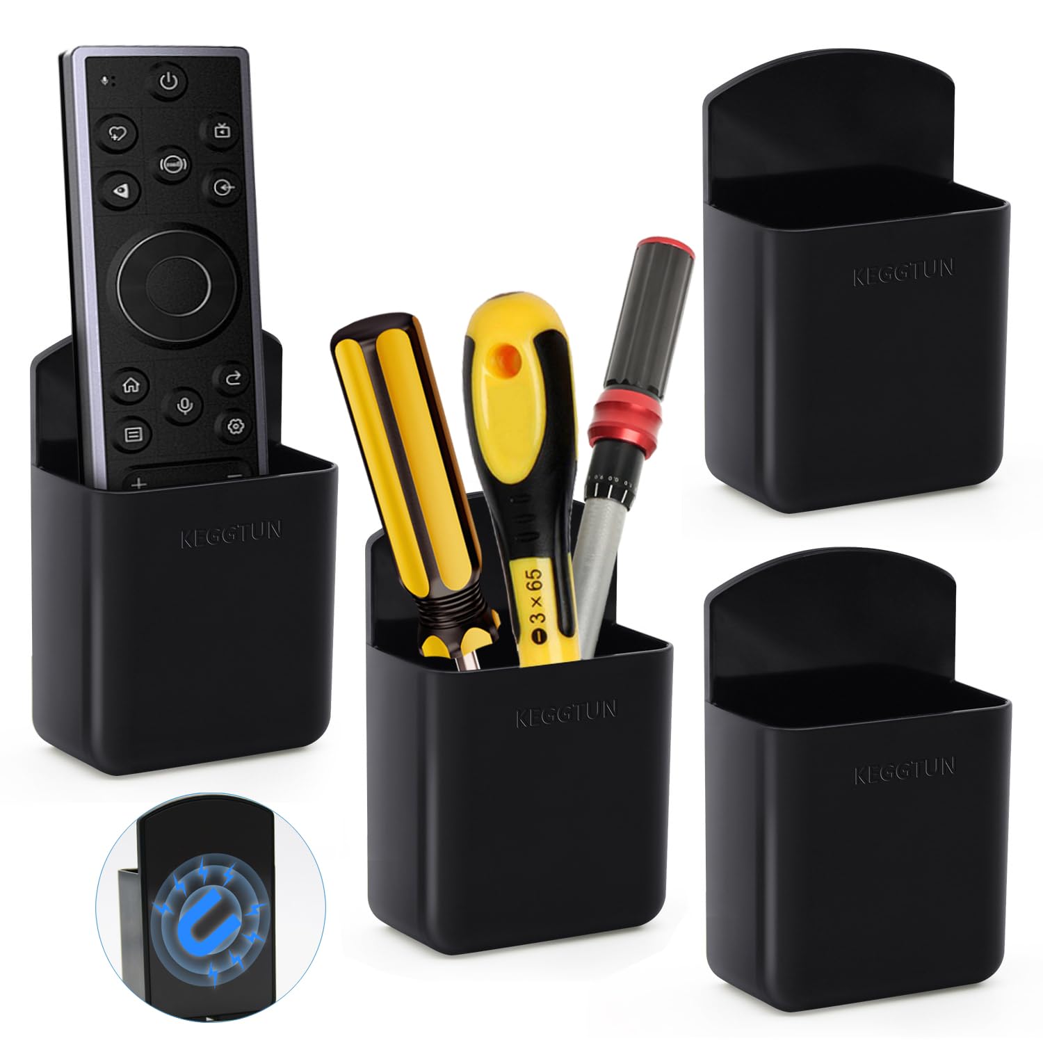 TKGKHK Remote Control Holder Wall Mount, TV Remote Organizer, Marker and Tool Holder for Whiteboard Refrigerators Carport (Magnetic, 4PCS)