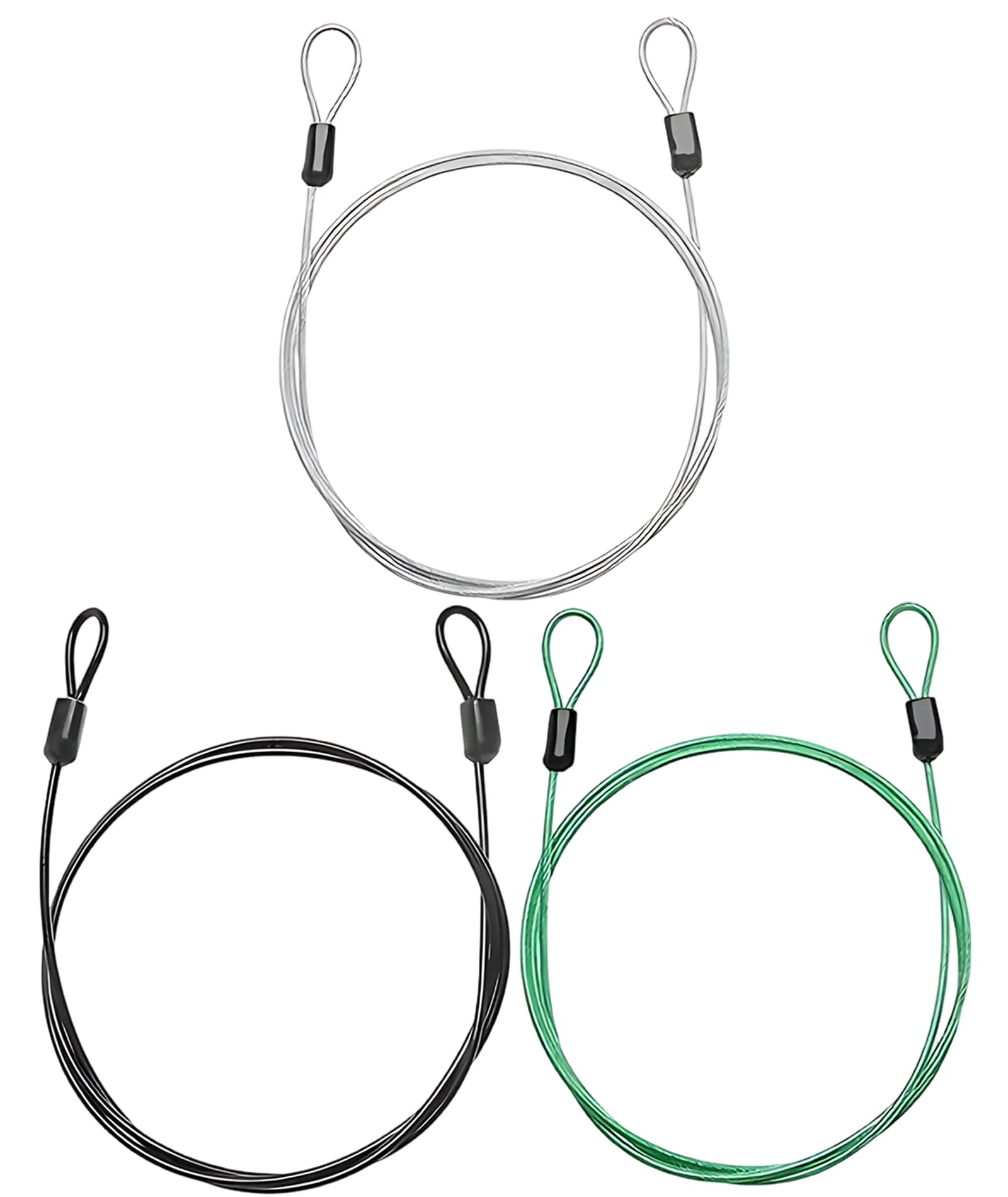 3 PCS Pack Cable Lock for Luggage & Home Security, 3MM*1M Anti-Theft Steel Wire Lock with Double Loop, Durable Safety Cable for Bicycle Accessories and Travel Gear Protection, Black, Grey, Green-image-15