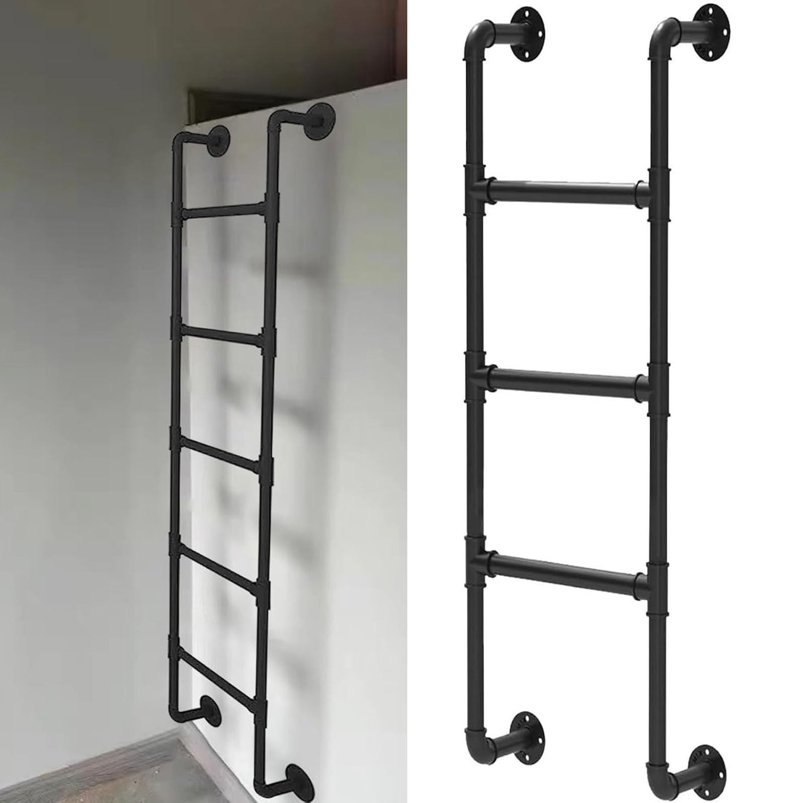 Échelle de grenier métallique avec fixation murale ultra stable