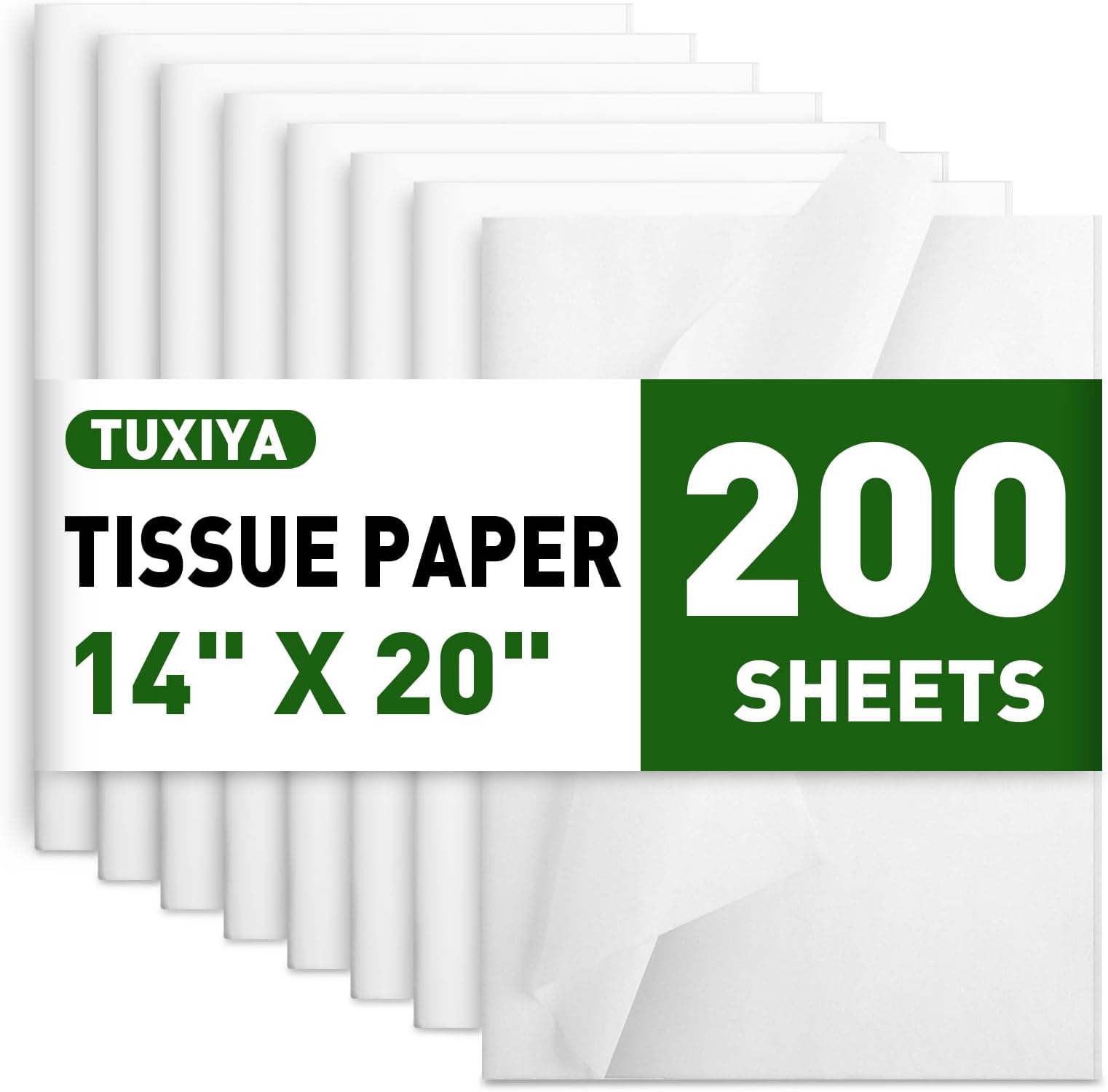 200 Sheets White Tissue Paper, 14" X 20" Tissue Papers Bulk for Christmas Wedding Birthday Showers Valentine's Day Flower Decoration, Tissue Paper for Gift Bags, Crafts, Packaging, Storage, Art
