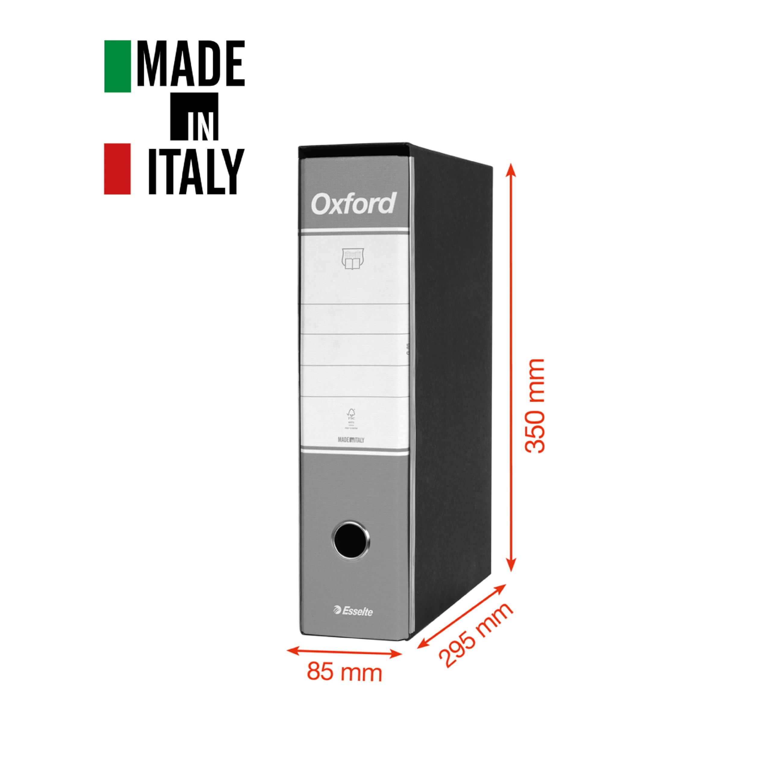 Esselte OXFORD G85 Registratore con Custodia, con Meccanismo a Leva N.1 in Formato Protocollo (23x33cm) con Dorso da 8 cm, Blu, Conf.da 6 pezzi, 390785050