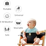 Lychee Siège Harness bébé pour chaise haute - Ceinture de sécurité pour nourrisson universel portable avec sangles réglables, Harnais pour laveur de la petite fille pliable pour le voyage, Panier & Restaurant (Noir)
