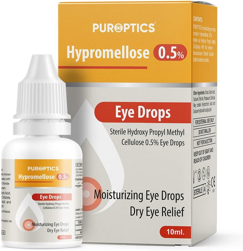 Puroptics Hypromellose 0.5 Eye Drops for Dry Eyes Itchy Eye Drops