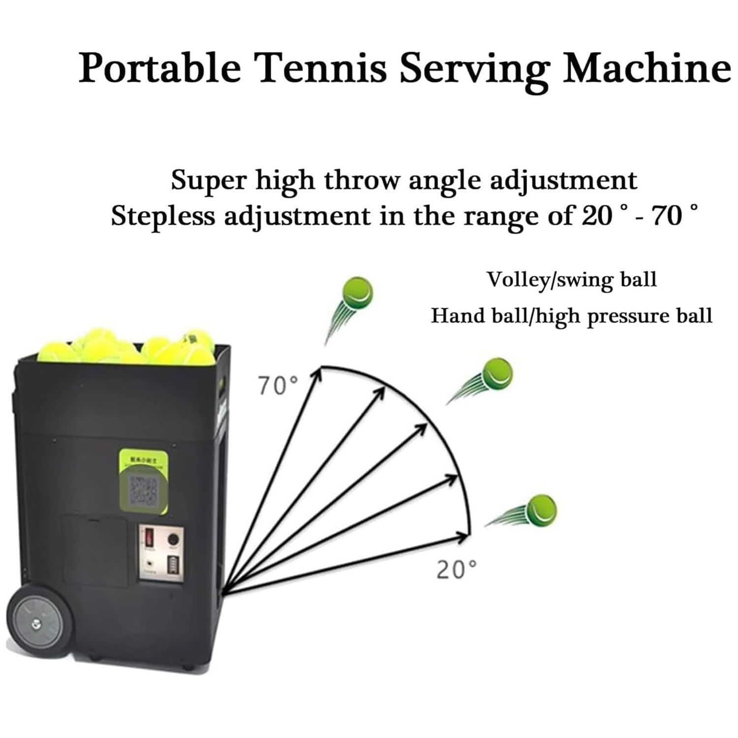 Macchina automatica per palline da tennis con velocità regolabile e capacità elevata per pratica e allenamento da soli