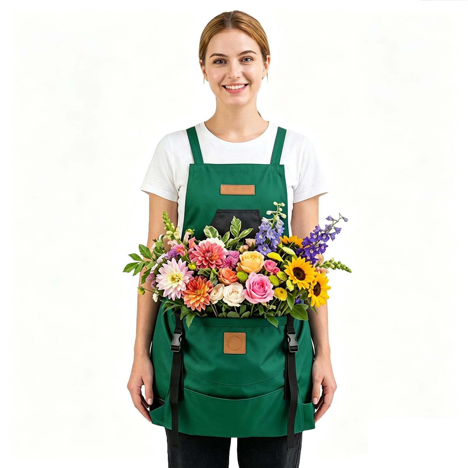 Weyot Gardening Apron With Pockets For Women&Men, Harvest Aprons With Quick Release Pocket, Fruit Picking Apron With Internal Bag, Gardening Gift Green,50x60cm