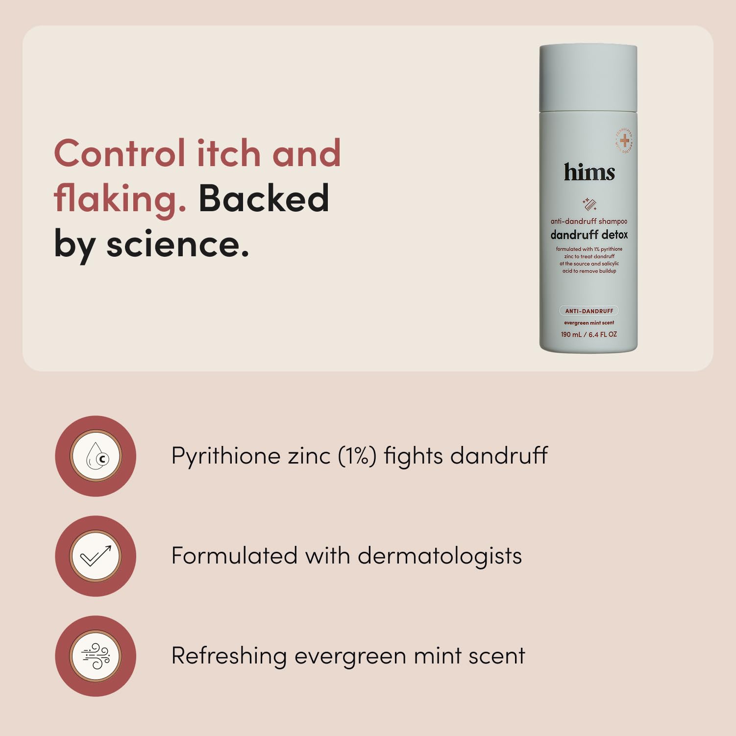 hims Dandruff Detox Shampoo with Pyrithione Zinc, 6.4 fl oz, 2 Pack
