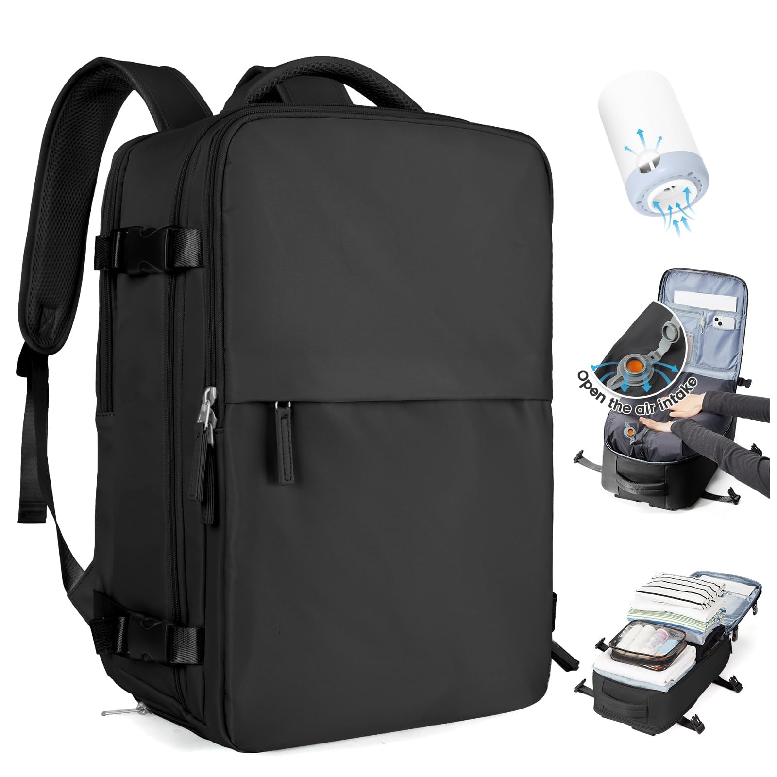 SZLX Zaino Ryanair 40x30x20 Sottovuoto Zaino da Viaggio 40x30x20 Wizzair Bagaglio a Mano 40x20x25 Borse da Cabina per Easyjet 45x36x20 Donna con USB Adatto a PC da 14 Pollici, Valigia con Sottovuoto