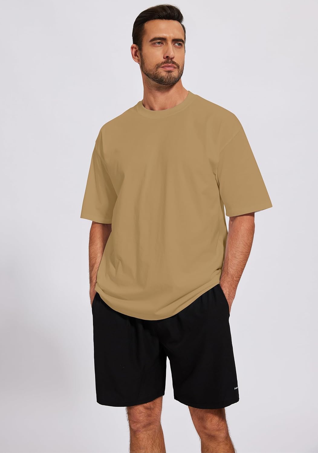 Men's Oversized T-Shirts Cotton Tee Heavyweight Unisex Short Sleeve Crew Neck Loose Fit Basic Tops - Image 3