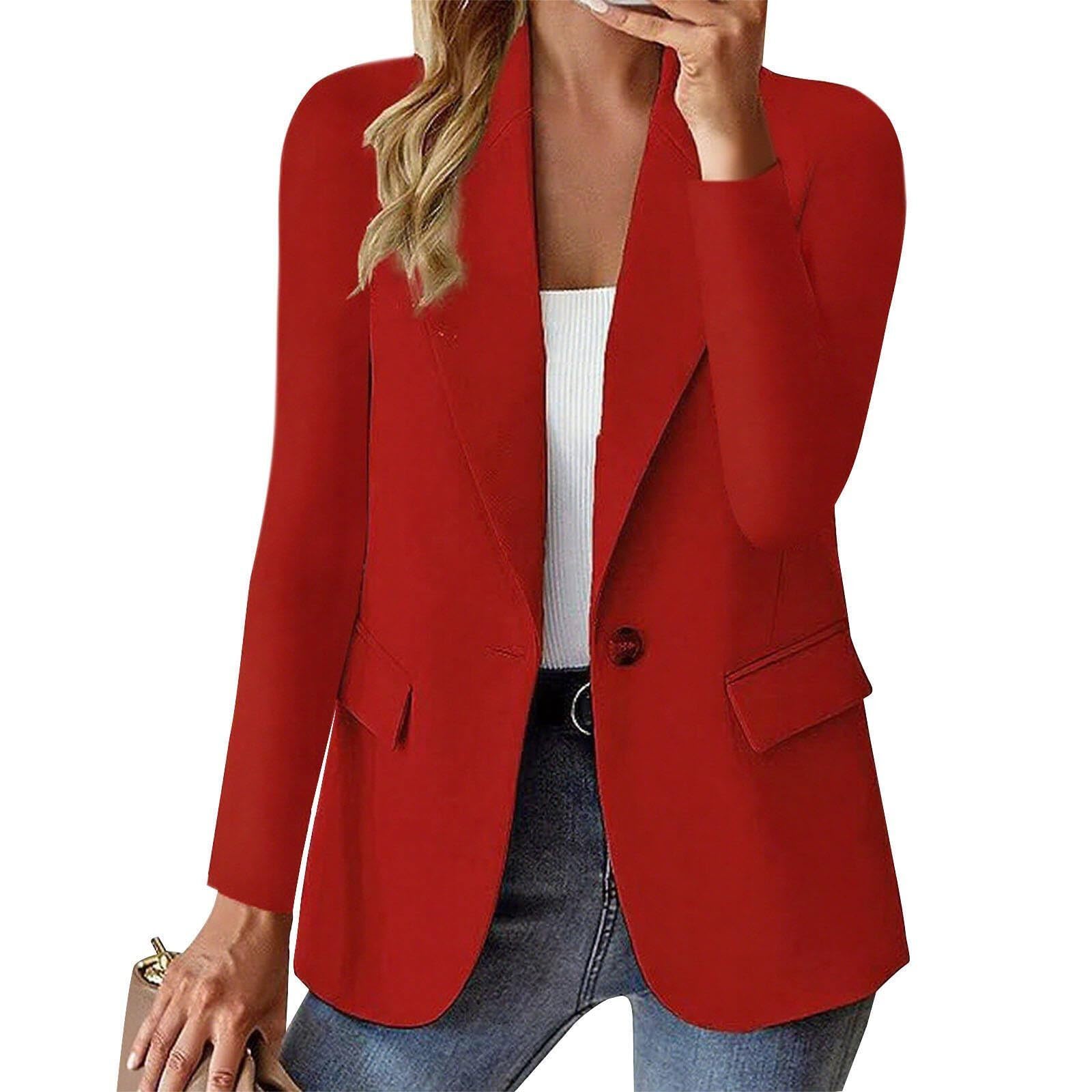 Zaswen V Neck Single Breasted Blazers Jackets for Women Dressy Casual Long Sleeve Lapel Open Front Jacket Coats