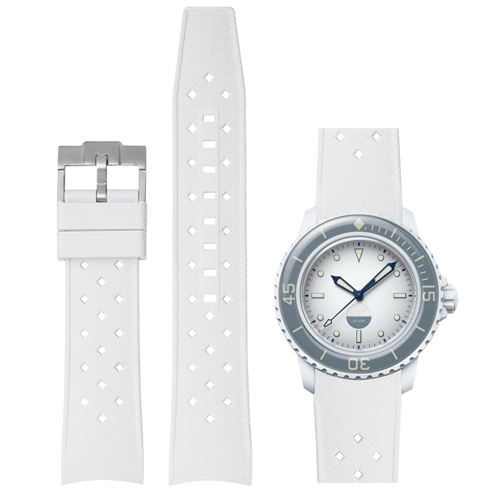 NiziruoupStrap for Blancpain Swatch Tropical Style 22mm Curved Soft Premium Silicone Rubber Replacement Band for Blancpain Swatch Fifty Fathoms Men Women, with Hex Spanner Tool Kit