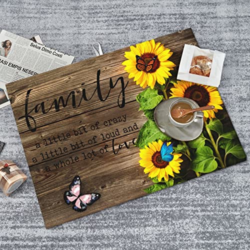 Quotes Inspiring Family Words Absorbent Dish Drying Mat Xl Kitchen Counter Microfiber Mat Vintage Butterfly Sunflowers Wooden Drying Pad Reversible Drainer Mats For Countertop Large 18 X 24 Inch #TOP7