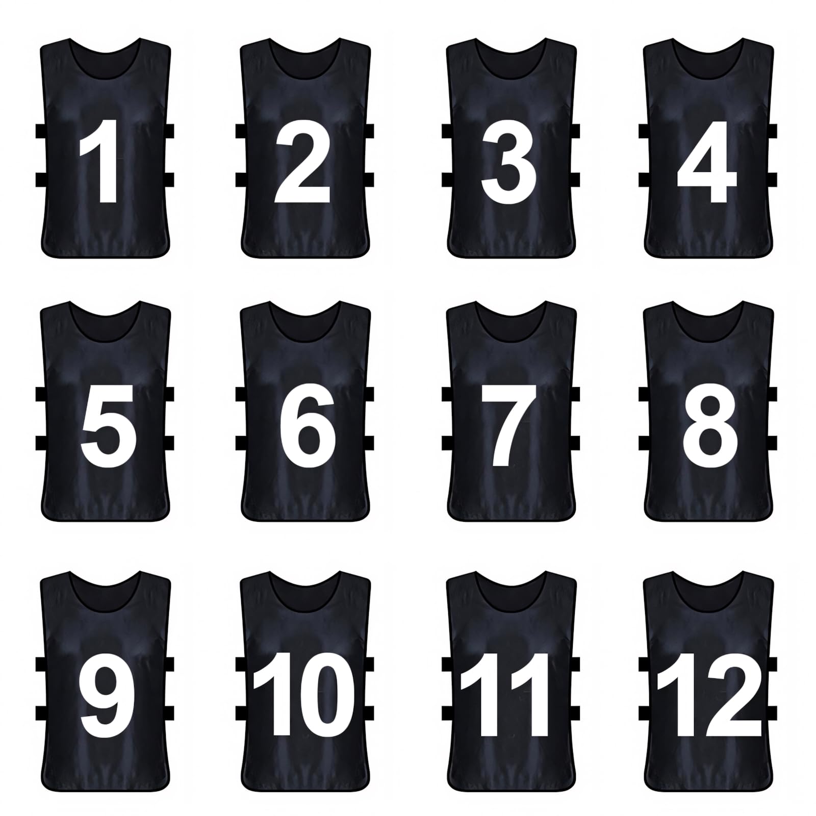 TopTie 12er-Set Trainingswesten Sport Trikot Leibchen Markierungshemd für Fußball, Basketballtraining Mummer1-12