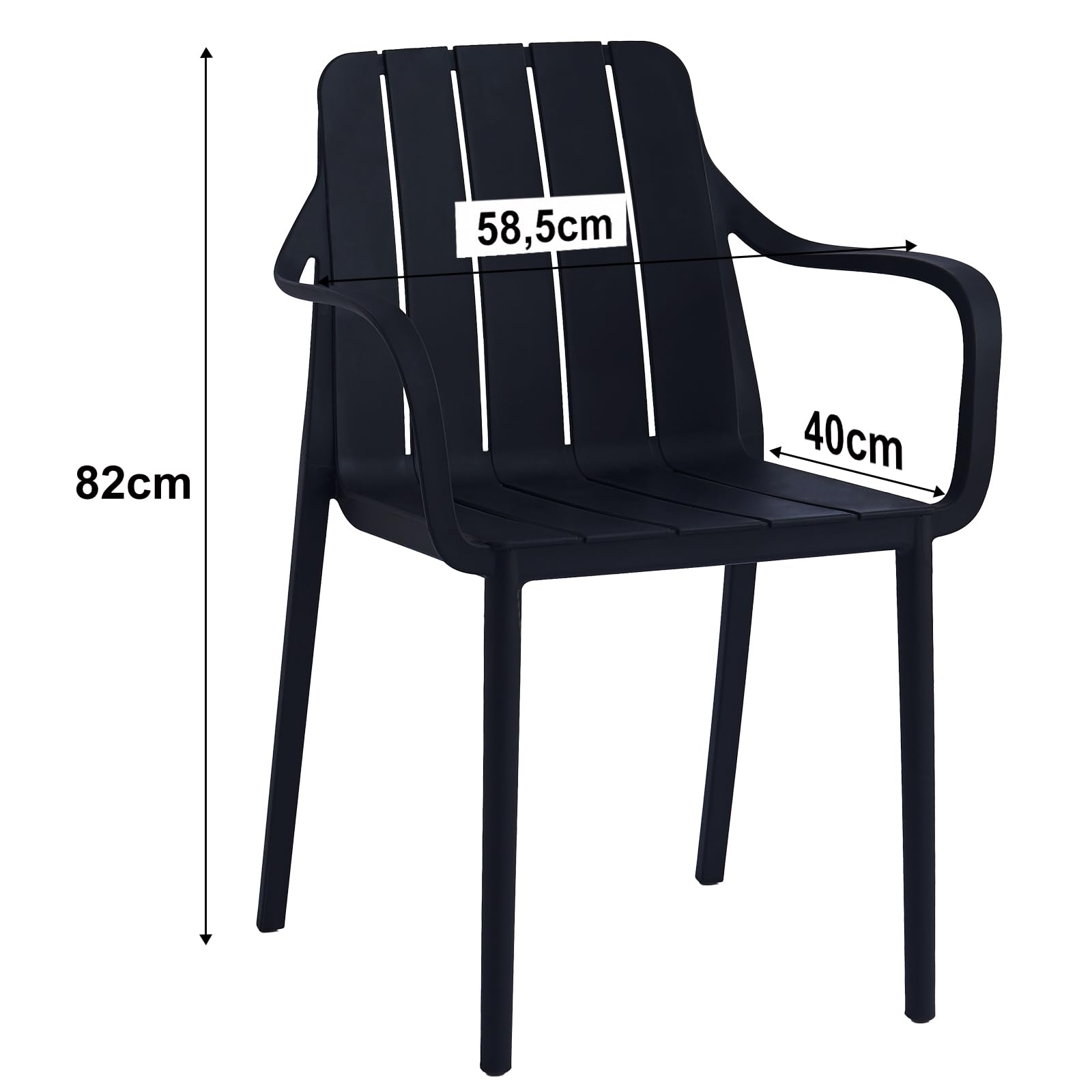 tectake Tuinstoelen Alcudia, weerbestendig, stapelbaar, Antraciet tectake Tuinstoelen Alcudia, weerbestendig, stapelbaar, Antraciet