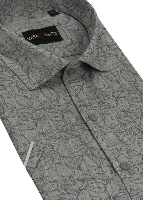 Image of MARK & ALBERT Men's Half Sleeve Linen Slim Fit Shirt