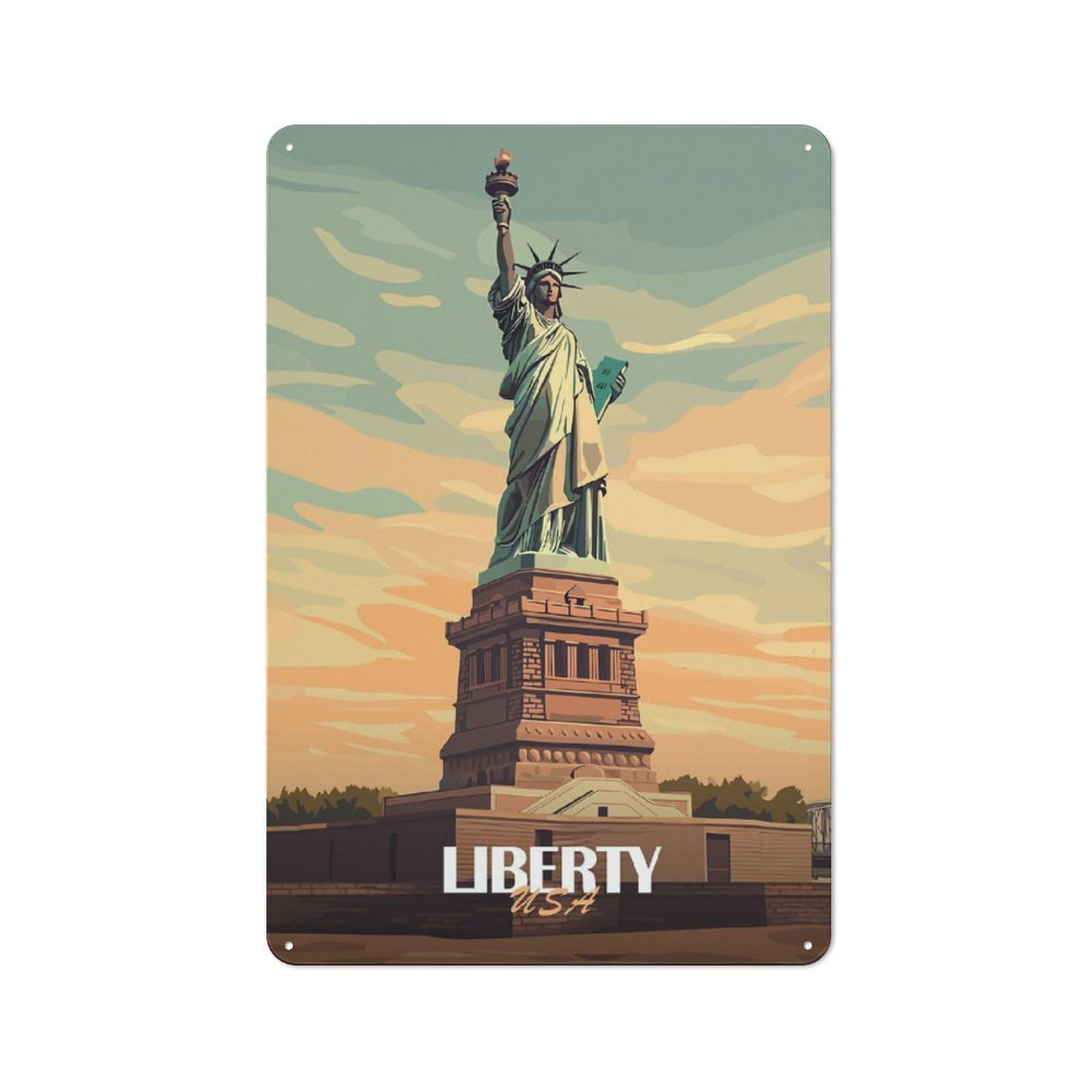 Junmoney Style-4 For Lounge Or Reading Corner, Statue Of Liberty Artwork Vintage Metal Sign 30X20cm, For Collectors Decorating Lounges And Reading Corners