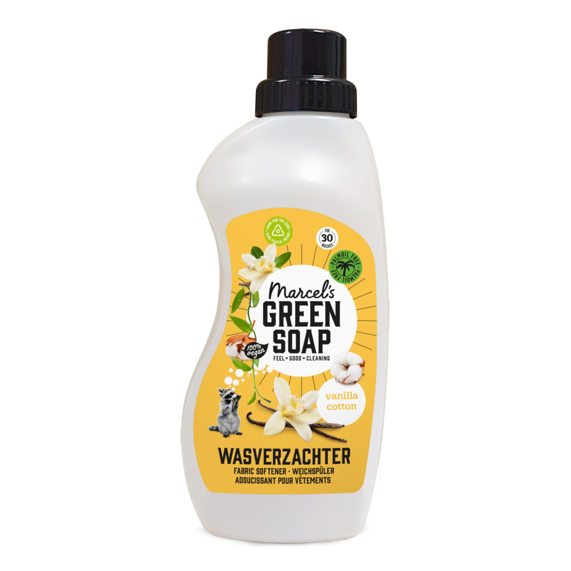 Marcel's Green Soap - Fabric Softener Vanilla & Cotton - Microplastic-free formula - Vegan - 100% recycled plastic bottle - Refillable - 30 washes - 750ml