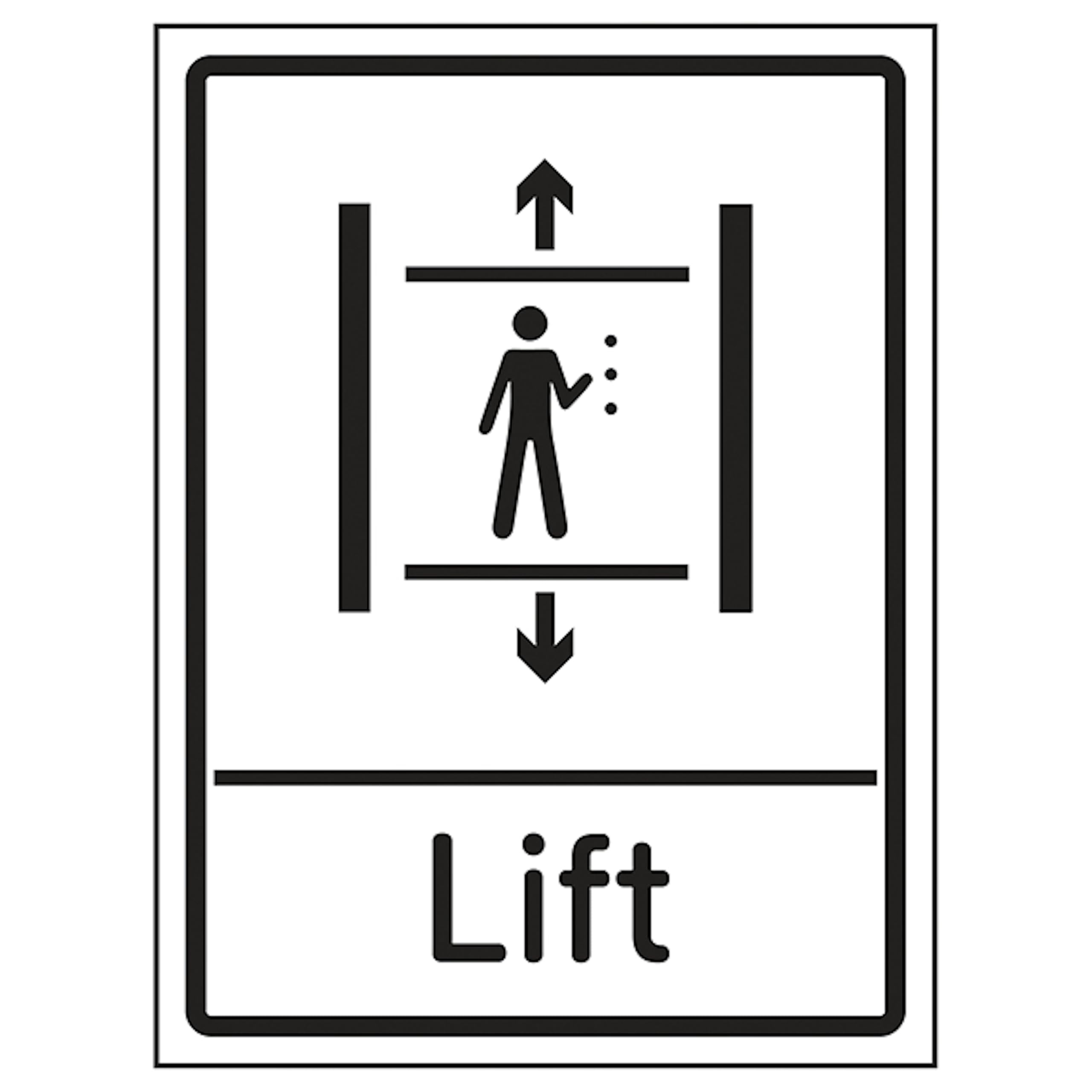 V Safety Lift 150 x 200mm - 2mm Rigid Plastic Safety Sign