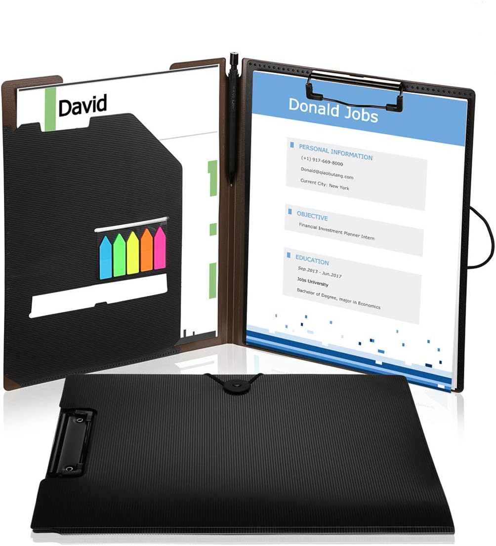 Clipboard Folder File Padfolio Clipboard Storage, Kakbpe Bussiness Letter Size Padfolio with Pockets and Card Slots