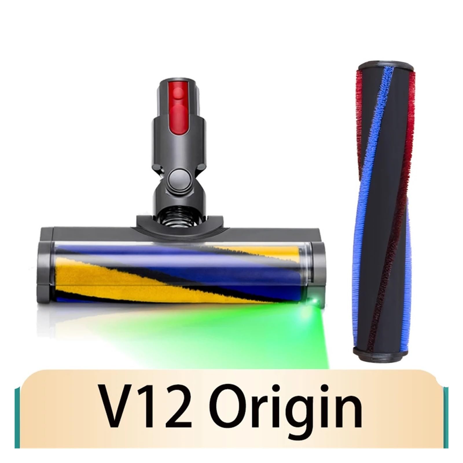 Laserbürste, kompatibel mit Dyson V12 Origin Staubsaugerzubehör, Ersatz-Motorkopf mit grünem Licht, Teppichrollenbürstenkopf Zubehör(Soft Roller Brush)