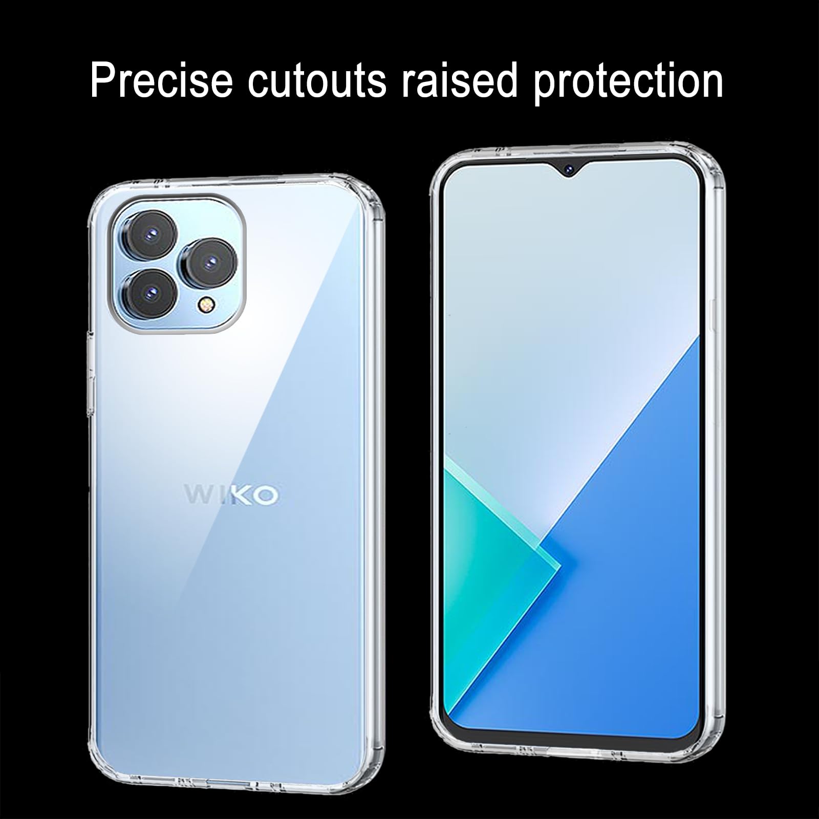 LYJERRY Pellicola Vetro Temperato per WIKO T60 Custodia Caso Protettiva Leggero Protector Morbido TPU Cover Silicone di Gomma Phone Case 9H Vetro Protettiva,Nero
