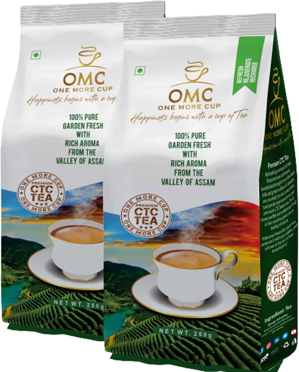 OMC Premium CTC Tea (250gm Pack Of 2) | 100% Pure Garden Fresh With Rich Aroma | Assam Tea | Strong Tea |